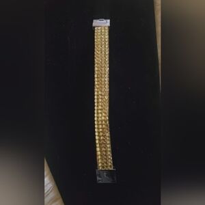 Crystal Laced Leather Bracelet. Gold 🌴